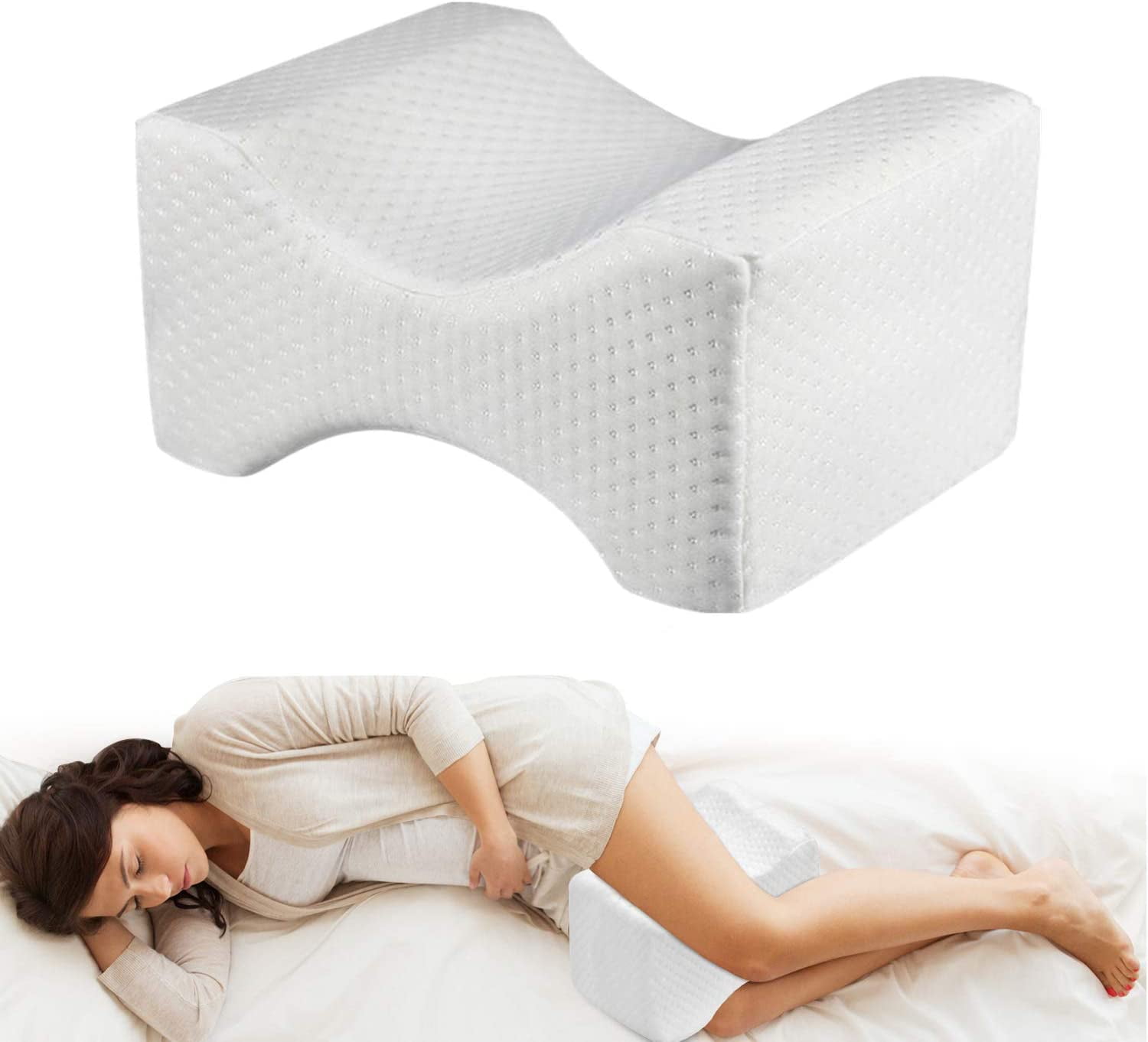 Back and Knee Pain- Leg Pillow Memory Foam Wedge Contour Leg Pillow with Washable Cover Knee Pillow Best for Lower Leg 