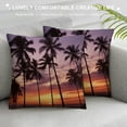 thumbnail image 3 of Creowell Sunset Palm Trees Beach Fashion Style Dirt-Resistant Throw Pillow Covers for Couch Sofa Bed Living Room Bedroom Square Summer Pillow Case 1PC 22x22in, 3 of 5