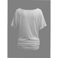 thumbnail image 2 of Womens Short Sleeve Boat Neck Side Shirring Dolman Drape Top, 2 of 6