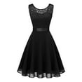 thumbnail image 1 of ClodeEU Women Vintage Princess Floral Lace Cocktail O-Neck Party Bridesmaid Dress Black 4(S), 1 of 6