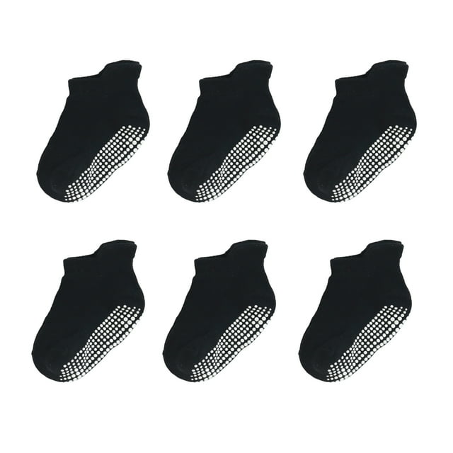 6 Pcs Bas pour Enfants avec Bonne Élasticité Confortables à Porter Style Simple Bonne Fabrication Noir 12-14