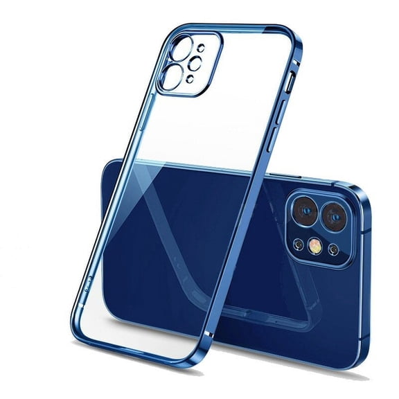 For iPhone 12 Pro Max Clear Silicone Case With Blue Edge