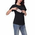thumbnail image 3 of Frostluinai Womens Nursing Tops Short Sleeve Ribbed Breastfeeding Shirts Double Layer Maternity Shirt Crew Neck Short Sleeve Pregnancy Clothes, 3 of 7