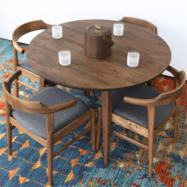 Allora MidCentury Modern Wood Round Dining Table in Mahogany