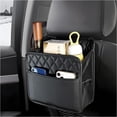 thumbnail image 1 of Car Back Seat Organizer, Hanging Leather Foldable Car Seat Storage Bag with Adjustable Strap, Multipurpose Auto Backseat Organizer Waterproof Hanging Bag with Mesh Pockets (Black), 1 of 6