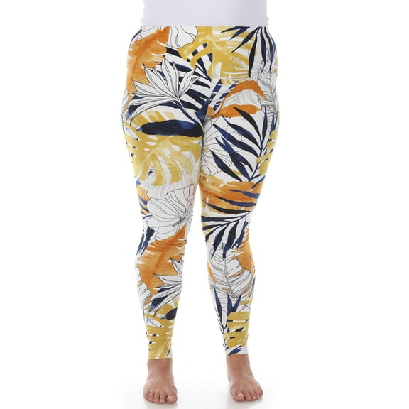 White Mark Women's Plus Size Casual Tropical Leggings