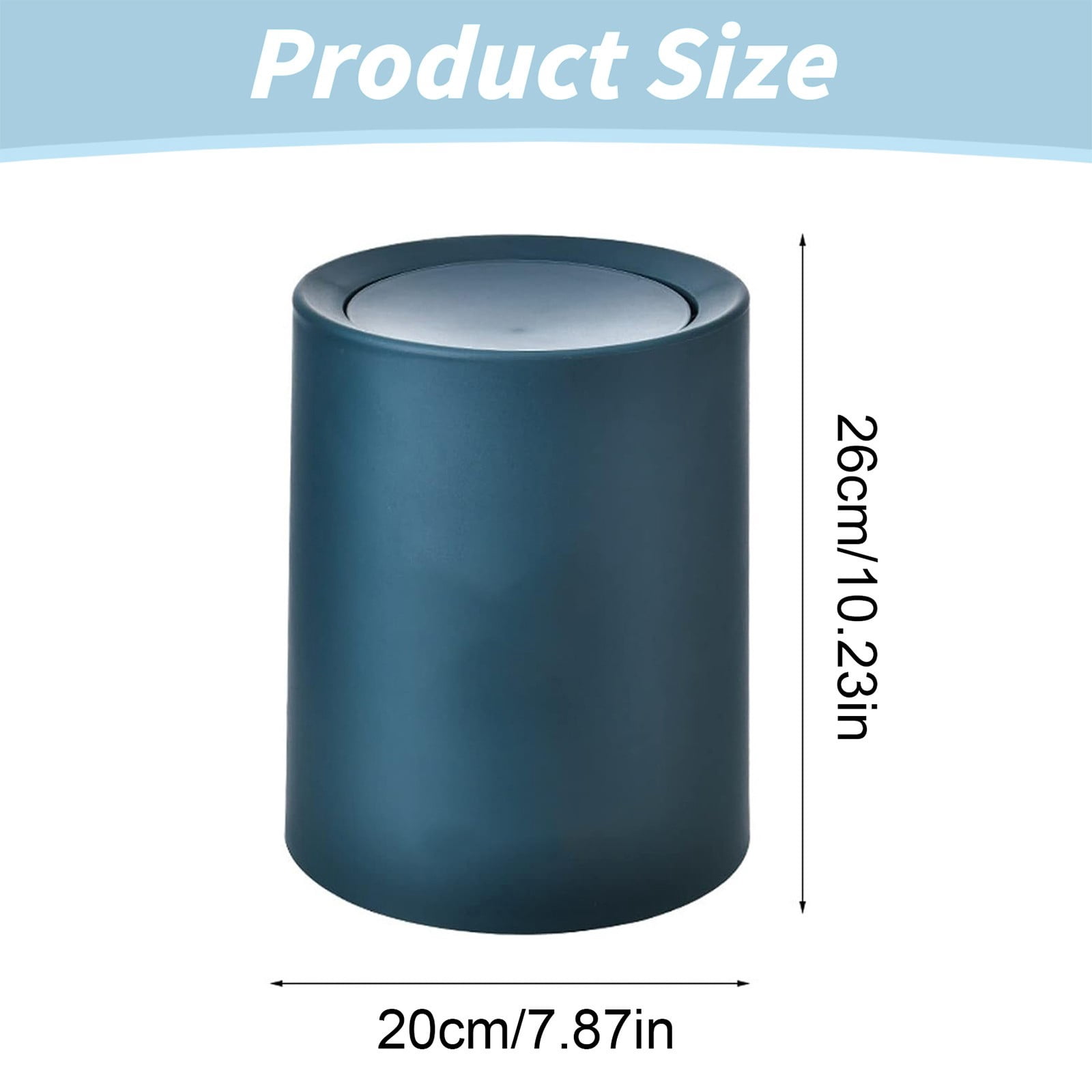 Swing Lid Round Trash Can for Kitchen & Bathroom, Open Top Wastebasket, Double-Layer Plastic Garbage Bin for Home, Office, Rv, Dorm, No-Lid Design for Easy Toss, , 1 Round Trash Can with Swing Lid