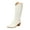White, variant on Knee High Cowboy Boots Women Wide Mid Calf Leather Pointed Toe Western Cowgirl Slip on Knight Riding Boots