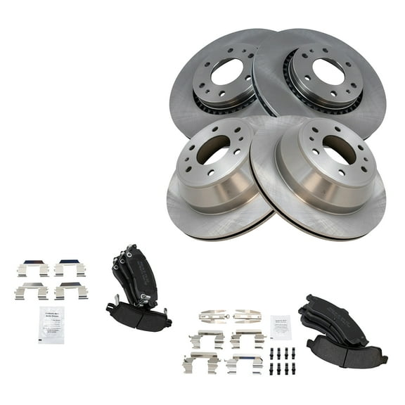 TRQ Premium Semi-Metallic Brake Pad & Rotor Front & Rear Kit Fits Select GM SUV Truck