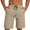 thumbnail image 2 of Sookity Mens Athetic Shorts Casual Breathable Running Shorts Loose Fit Drawstring Elastic Waist Shorts Lightweight Comfy Shorts with Pockets Beige,XL, 2 of 8