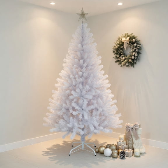 Resenkos Christmas Tree,Home Party Christmas Tree Decorations,6' / 7.5' / 9' Hinged Artificial Christmas Tree with Metal Stand-6 ft