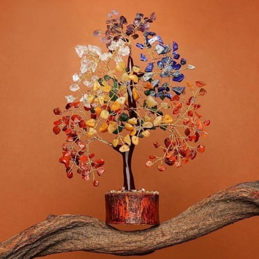 Crystal Tree of Life,7 Chakra Healing Stones Tree for Positive Energy, Money, Good Luck(300  Crystals)