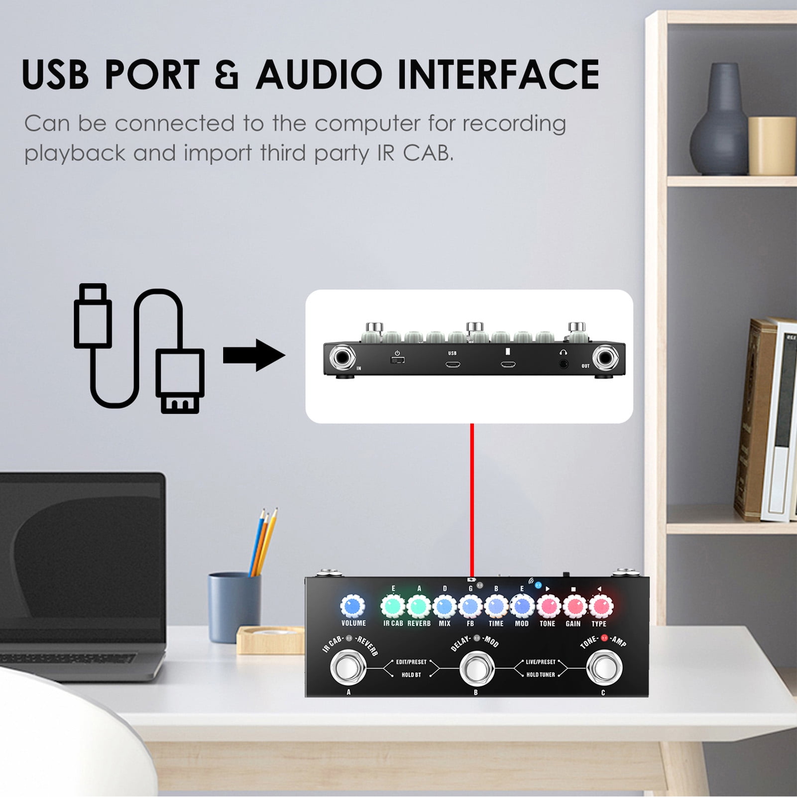 Guitar Effects Pedal Pedal CUBE BABY Portable Multifunctional Electric Guitar Combined Effect Pedal with Wireless Music Playback Phone Recording Audio Type-C Interface Function