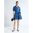 thumbnail image 2 of Free Assembly Women's and Women's Plus Denim Mini Dress with Puff Sleeves, Sizes XS-4X, 2 of 5