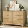 thumbnail image 4 of FANRAL 6 Drawers Dresser Fluted Dresser for Bedroom,Wooden Chest of Drawers Modern Dresser for Closet,Natural Oak Dresser, 4 of 8