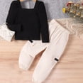 thumbnail image 4 of Wavsuf Outfits Set Clothes for Kids Top+Pant Knitted Casual Black Suit Size 7Y, 4 of 6