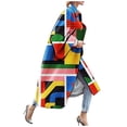 thumbnail image 2 of Winter Coats for Women Zpanxa Women Plus Size Long Open Front Cardigans, Retro Printed Long Trench Coat, Colorful Jacket Outerwear Winter Coats with Pockets Yellow B L, 2 of 2