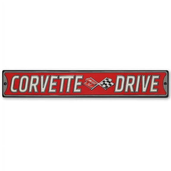 Corvette Drive Embossed Metal Street Sign - 30" x 5"