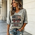 thumbnail image 4 of Womens 9/11 25th Anniversary T Shirt | We Will Never Forget Memorial Tee, V Neck Three-Quarter Sleeve Loose Fit Top with Patriotic Letter Print, Casual Commemorative Apparel L, 4 of 5