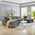 thumbnail image 2 of Sectional Sofa Set, Velvet, Grey Gray, Modern Contemporary Urban Design, Living Lounge Room Hotel Lobby Hospitality, 2 of 10