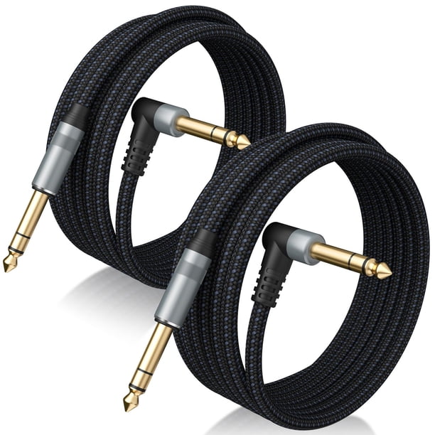 Birvemce Paquete de 2 cables TRS premium de 10 pies, cable TRS de 1/4 pulgadas, cable de audio estéreo 1/4 sin ruido y de larga duración, línea de interconexión equilibrada para guitarra eléctrica, me