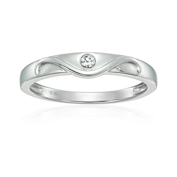 Pinctore Sterling Silver Natural White Zircon Ring