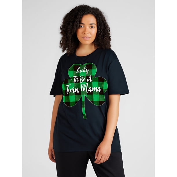 Camiseta con estampados de mamá gemela irlandesa para el Día de San Patricio, camisetas casuales de manga corta para mujer, 100 % algodón, camisetas de manga corta para mujer, camisetas divertidas est
