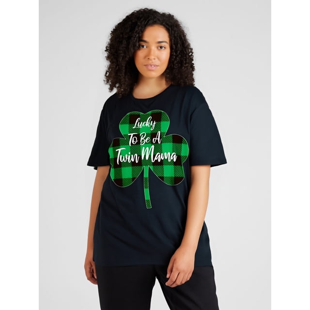 Camisetas con gráficos clásico para mujeres y adolescentes y niñas, playera de verano con estampado estéticoLucky To Be A Twin Mama Irish Twin Mom St Patricks Day Shirt Graphic Tees Short Sleeve Cas