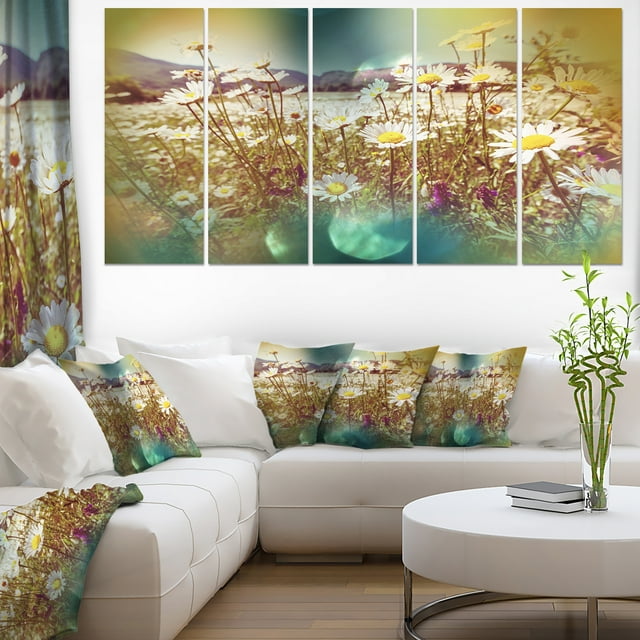 Chamomile Flowers in Summer Garden - Landscape Canvas Art Print