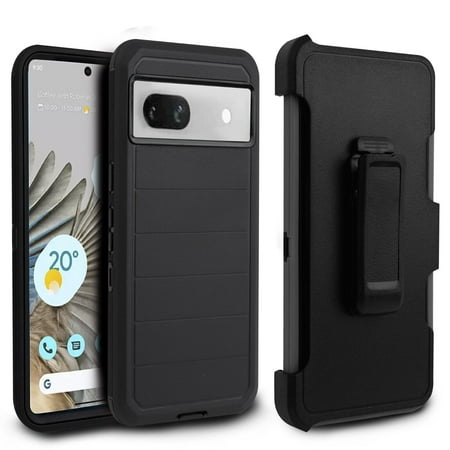 For Google Pixel 8 Pro Phone Heavy Duty Built in Screen Belt Clip Holster Case Holster Fit Defender Series - Black