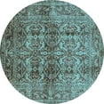 thumbnail image 1 of Ahgly Company Indoor Round Oriental Light Blue Traditional Area Rugs, 5' Round, 1 of 4