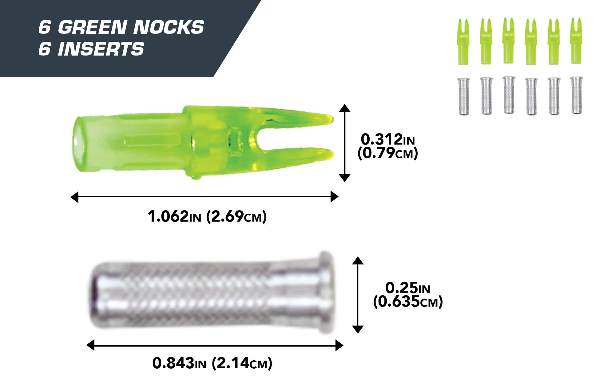 Titan Carbon Arrow Nocks Inserts by Allen Company, 12-Pack, Green