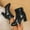 #463-Black, variant on Wowcloth Women's Ankle Boots - Winter Fleece Lined Comfortable Plus Size Pointed Toe Back Zipper Chunky Mid Heel Fashion Casual Boots
