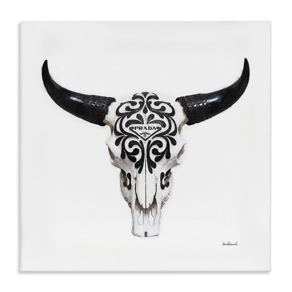 Stupell Industries Fashion Brand Cow Skull Fashion Painting Wrapped Canvas Art Print Wall Art, 17 x 17