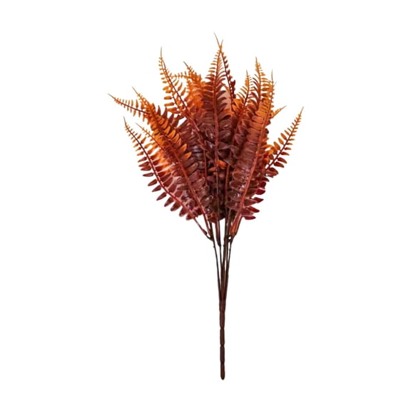 Autumn Colors Persian Grass Simulation Plant Flowers, UV Resistant Artificial Fern, Faux Boston Fern for Wedding, Home, Outdoor, and Garden Decoration for Home Decor, Patio(orange,13.78")