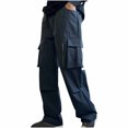 thumbnail image 2 of Mans Cargo Pants Solid Color Zipper Pocket Work Straight Tube Clothes Trousers Gray, 2 of 4
