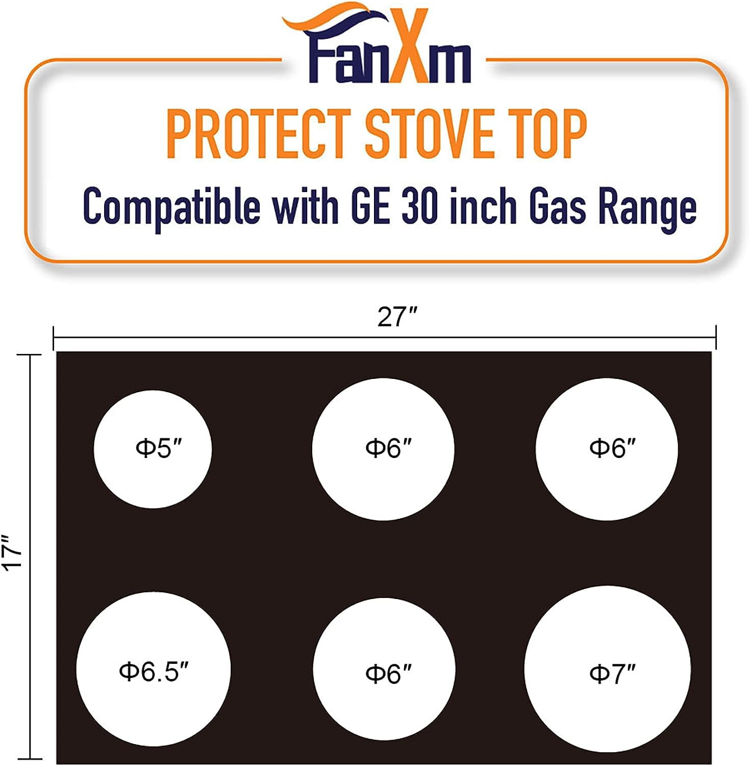 FanXm GE 30 inch Gas Range Protectors - Non Stick Stove Protector for Gas Range - CGS700P/CGS750P/C2S950P/CGS986/CGS995/CC2S900