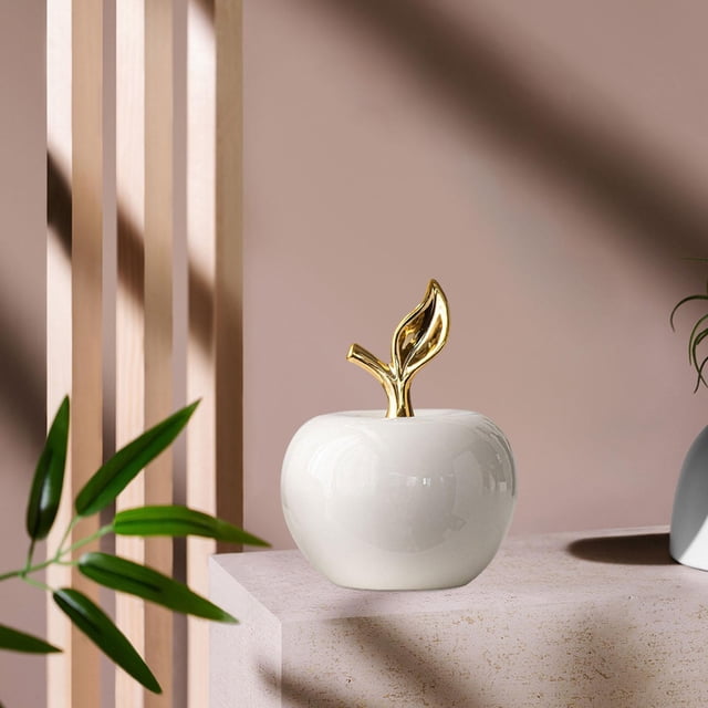 Estatua de manzanas, estatuilla de cerámica, regalos, escultura de fruta de escritorio, adorno para sala de estar, dormitorio, hogar, salpicadero de Grande