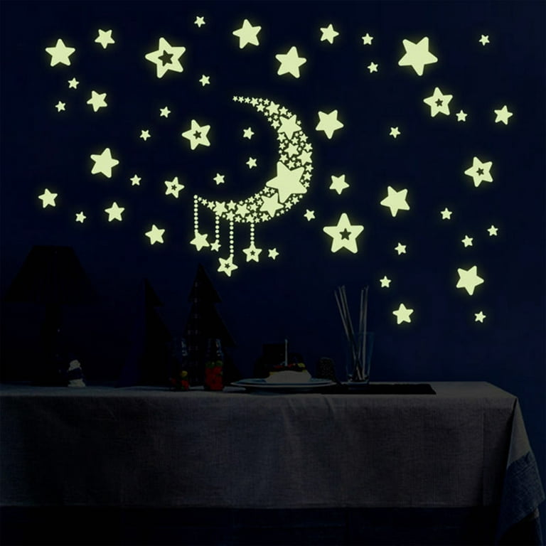 6 Sheets fairy grunge room decor moon star pattern stickers glowing