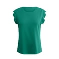 thumbnail image 6 of Fashion Clothing Women's Fashion Casual Short Sleeved T Shirt Round Neck Solid Color Loose Top Vest 1 Athletic Tops for Women Loose Fit Business Shirts Women Neck Top Camisole Tall Clothes Green S, 6 of 9
