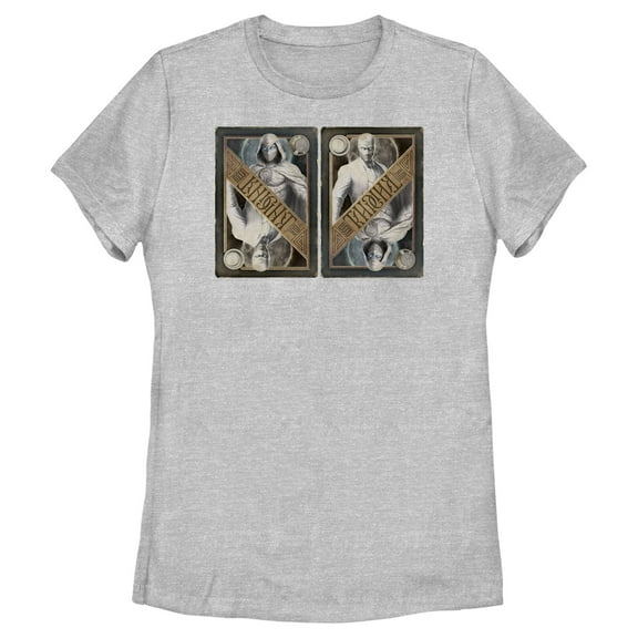 Women's Marvel: Moon Knight Two Personalities Playing Cards  Graphic Tee Athletic Heather Large