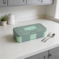thumbnail image 4 of Interchangeable Bento Lunch Box with Removable 2- and 3-Compartment Inserts, 1100ml Capacity, Microwave-Safe Food-Grade Plastic, Includes Utensils Green, 4 of 6