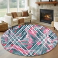 thumbnail image 3 of 6ft Washable Round Rug, Pink and Non-Slip Circle Area Rug for Living Room Bedroom, Grey Marble Abstract Geometric Contemporary Art Indoor Floor Mat for Home Decor, 3 of 9