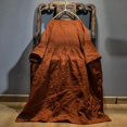 thumbnail image 4 of Johnature Robe Vintage Taille Haute en Lin pour Femmes Printemps Couleur Unie Robe Simple, 4 of 5