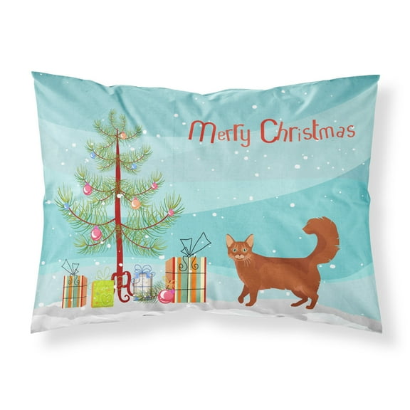 Somali Cat Merry Christmas Fabric Standard Pillowcase