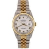 Pre-Owned Mens Two Tone Datejust White Roman, 18kt Yellow Gold Fluted Bezel, Stainless Steel & 18kt Yellow Gold Jubilee Band, 36mm