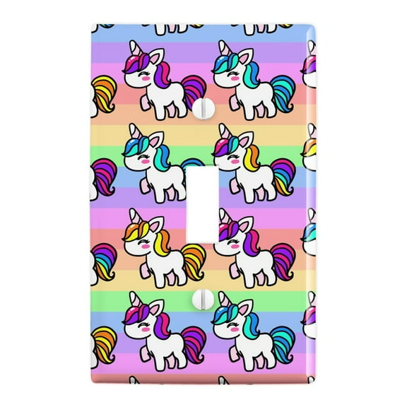 Cute Kawaii Unicorns Pattern Plastic Wall Decor Toggle Light Switch Plate Cover