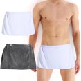 thumbnail image 7 of GIXUSIL 2Pcs 12 x 55 inch Men's Bath Wrap Towel Shower Wrap Towel Adjustable Terry Body Spa Towels with After Shower for Men Gift Spa College Bath Dorm Room Gym(Grey+White), 7 of 7