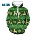 thumbnail image 3 of Sudadera con capucha con estampado de copos de nieve y renos de Feliz Navidad para hombres y mujeres, sudadera con capucha holgada de gran tamaño con estampado 3D para hombres, 3 of 5