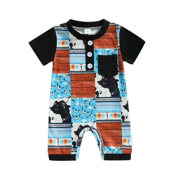 Ketyyh-chn99 Baby Footless Pajamas Boys Girls Short Sleeve Cartoon Prints Pullover Romper Sweatshirt Jumpsuit Size for 12-18 Months,Sky Blue
